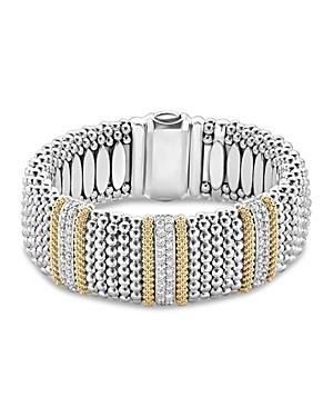 Lagos 18k Gold And Sterling Silver Diamond Lux Triple Station Bracelet, 23mm