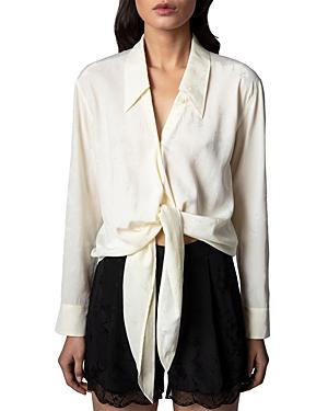 Zadig & Voltaire Skeleton Print Button Front Silk Shirt