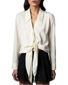Zadig & Voltaire Skeleton Print Button Front Silk Shirt