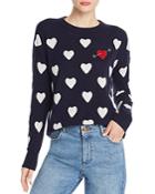 Minnie Rose Embellished Intarsia-heart Cashmere Sweater