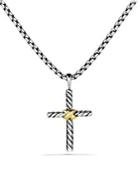 David Yurman Petite X Cross With Gold On Chain, 16