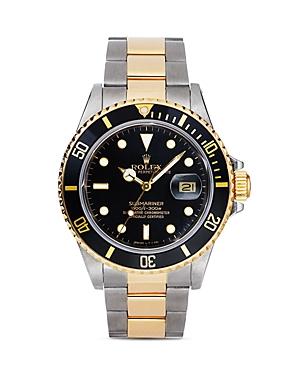 Pre-owned Rolex Stainless Steel And 18k Yellow Gold Two Tone Submariner Watch With Black Dial, 40mm