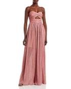 Aqua Metallic Stripe Cutout Gown - 100% Exclusive