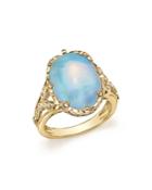 Oval Opal Statement Ring With Diamond And Sapphire In 14k Yellow Gold - 100% Exclusive