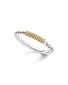 Lagos 18k Gold And Sterling Silver Caviar Bead Bar Stacking Ring