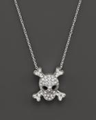 Roberto Coin 18k White Gold Diamond Skull & Crossbones Pendant Necklace, 16