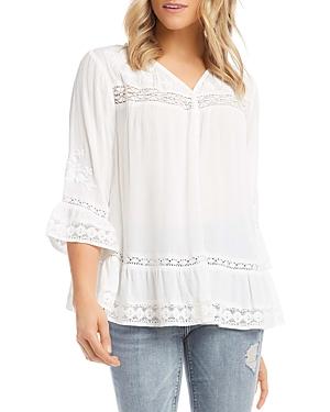 Karen Kane Lace Trim Peasant Top