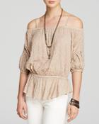 Free People Top - Smocked Gauze Shades Of Cool