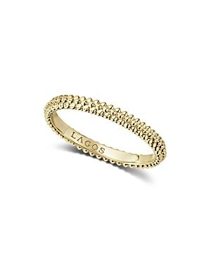 Lagos Caviar Gold Collection 18k Gold Triple Beaded Stacking Ring