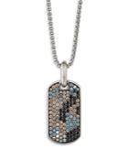 David Yurman Streamline Sterling Silver Tag Pendant With Pave Black Diamonds, Cognac Diamonds And Color Change Garnets