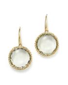 Roberto Coin 18k Yellow Gold Ipanema Round Earrings With Green Amethyst