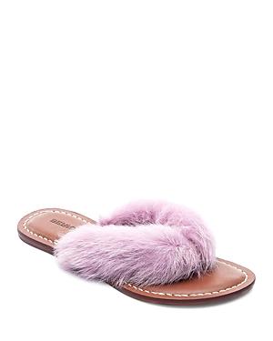 Bernardo Miami Rabbit Fur Thong Sandals