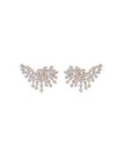 Hueb 18k Rose Gold Luminus Diamond Fan Cluster Statement Earrings
