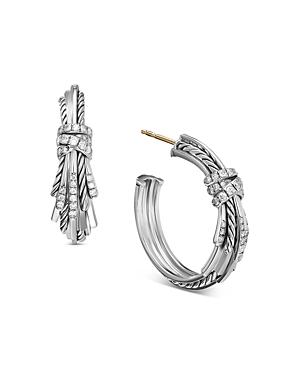 David Yurman Angelika Sterling Silver Hoop Earrings With Pave Diamonds