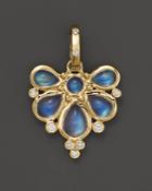 Temple St. Clair 18k Yellow Gold Wing Pendant With Royal Blue Moonstone And Diamonds