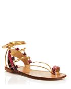 Stuart Weitzman Flat Sandals - Lasso Leo Snake Embossed