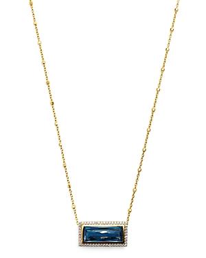 Bloomingdale's London Blue Topaz & Diamond Pendant Necklace In 14k Yellow Gold, 0.25 Ct. T.w- 100% Exclusive