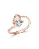Bloomingdale's Morganite & Aquamarine Pear Shaped Bypass Ring In 14k Rose Gold - 100% Exclusive