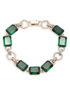 Lauren Ralph Lauren Pave Circle & Green Stone Flex Bracelet