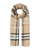 Burberry Love And Check Cashmere Jacquard Scarf