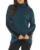 Nydj Contrast Stripe Turtleneck Sweater