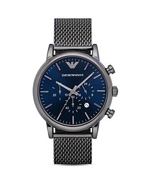Emporio Armani Chronograph Gunmetal Ip Stainless Steel Watch, 46 Mm