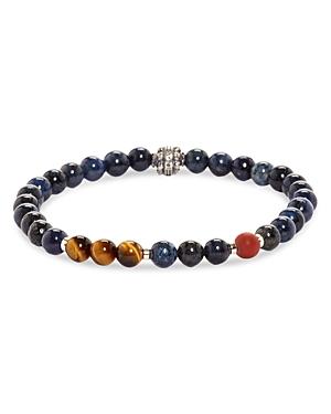 Jonas Studio Men's Sterling Silver, Dumortierite, Tiger Eye & Red Jasper Beaded Bracelet
