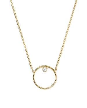 Zoe Chicco 14k Yellow Gold Paris Small Circle Diamond Necklace