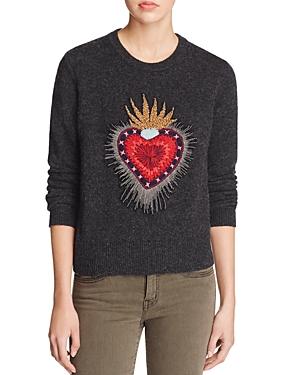 Cinq A Sept Sacred Heart Embellished Sweater