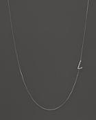 Kc Designs Diamond Side Initial L Necklace In 14k White Gold, .04 Ct. T.w.