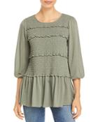 Single Thread Smocked Ruffle Trim Top