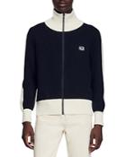 Sandro Double Jersey Color Blocked Track Cardigan