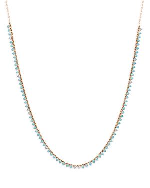 Adina Reyter 14k Yellow Gold Turquoise & Diamonds Riviera Statement Necklace, 14-16