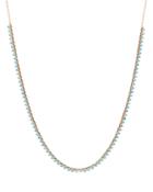 Adina Reyter 14k Yellow Gold Turquoise & Diamonds Riviera Statement Necklace, 14-16