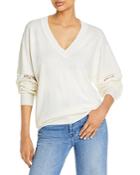See By Chloe Lace Inset Sleeve V-neck Sweater