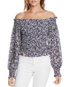 1.state Wildflower Bouquet Off-the-shoulder Top