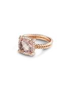 David Yurman Chatelaine Pave Bezel Ring In 18k Rose Gold With Morganite