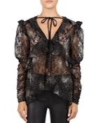 The Kooples Sparkling Glitter Lace Top