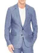 Sandro Notch Chambray Slim Fit Linen Sport Coat