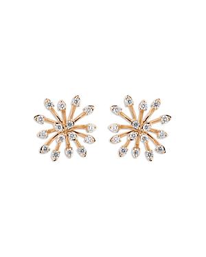 Hueb 18k Rose Gold Luminus Diamond Starburst Stud Earrings