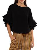 Gracia Pleated Sleeve Crop Top (42% Off) Comparable Value $86