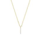 Mateo 14k Yellow Gold La Barre Diamond Pendant Cable Necklace, 16