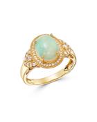 Bloomingdale's Opal & Diamond Milgrain Ring In 14k Yellow Gold - 100% Exclusive