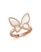 Roberto Coin 18k Rose Gold Mother-of-pearl & Diamond Butterfly Ring