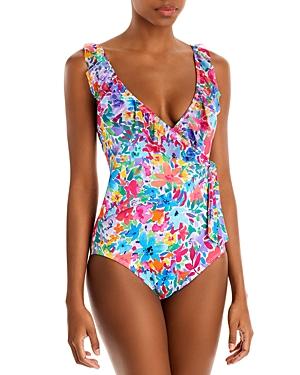 Tommy Bahama Watercolor Floral Wrap Swimsuit