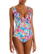 Tommy Bahama Watercolor Floral Wrap Swimsuit