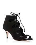 Delman Sandals - Tryst Suede Lace Up Mid Heel