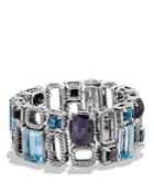 David Yurman Chatelaine Pave Bezel Multi Row Linked Bracelet With Blue Topaz, Black Orchid, Black Onyx And Diamonds