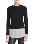 C By Bloomingdale's Cashmere Striped Layered-look Sweater