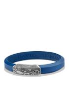 David Yurman Waves Blue Rubber Id Bracelet In Sterling Silver